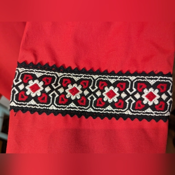 Vintage Red shell overcoat Jacket with embroidery plus size 1x - Picture 6 of 12